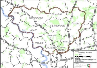 Karte Wolfsgebiet Schermbeck, Quelle: LANUV NRW